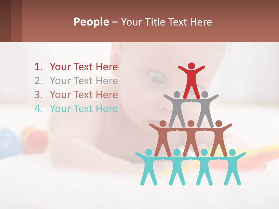 A Baby Laying On A Bed With A Toy PowerPoint Template