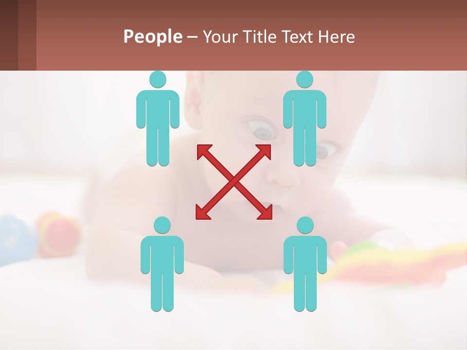 A Baby Laying On A Bed With A Toy PowerPoint Template