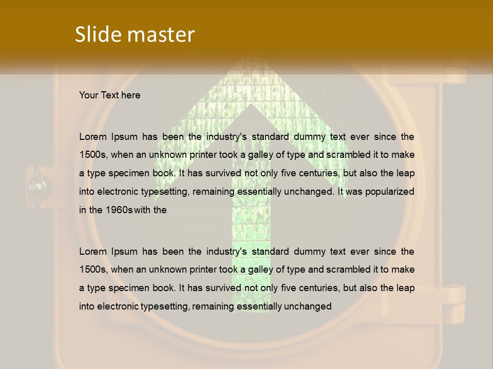 A Traffic Light With A Green Arrow On It PowerPoint Template