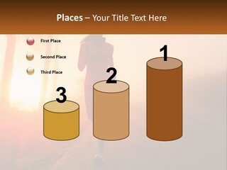 A Woman Running Down A Road With The Sun Setting In The Background PowerPoint Template