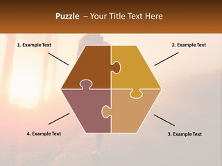 A Woman Running Down A Road With The Sun Setting In The Background PowerPoint Template