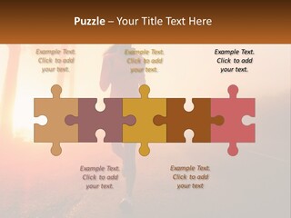 A Woman Running Down A Road With The Sun Setting In The Background PowerPoint Template