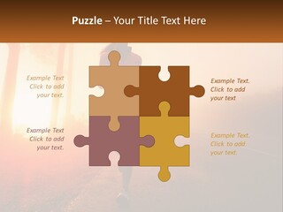 A Woman Running Down A Road With The Sun Setting In The Background PowerPoint Template