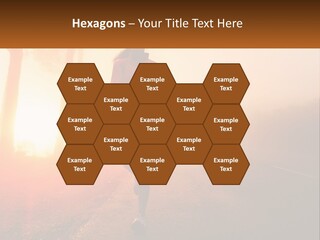 A Woman Running Down A Road With The Sun Setting In The Background PowerPoint Template