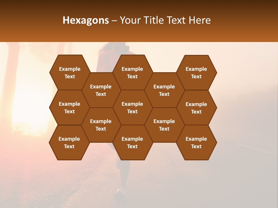 A Woman Running Down A Road With The Sun Setting In The Background PowerPoint Template