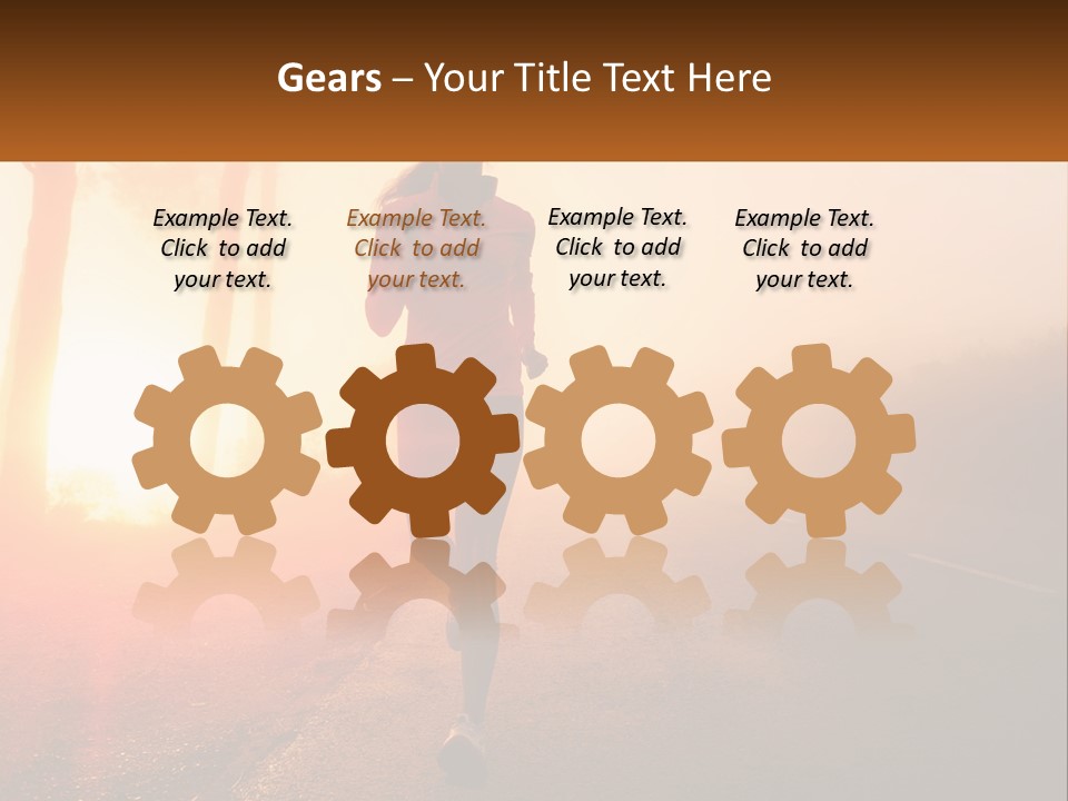 A Woman Running Down A Road With The Sun Setting In The Background PowerPoint Template