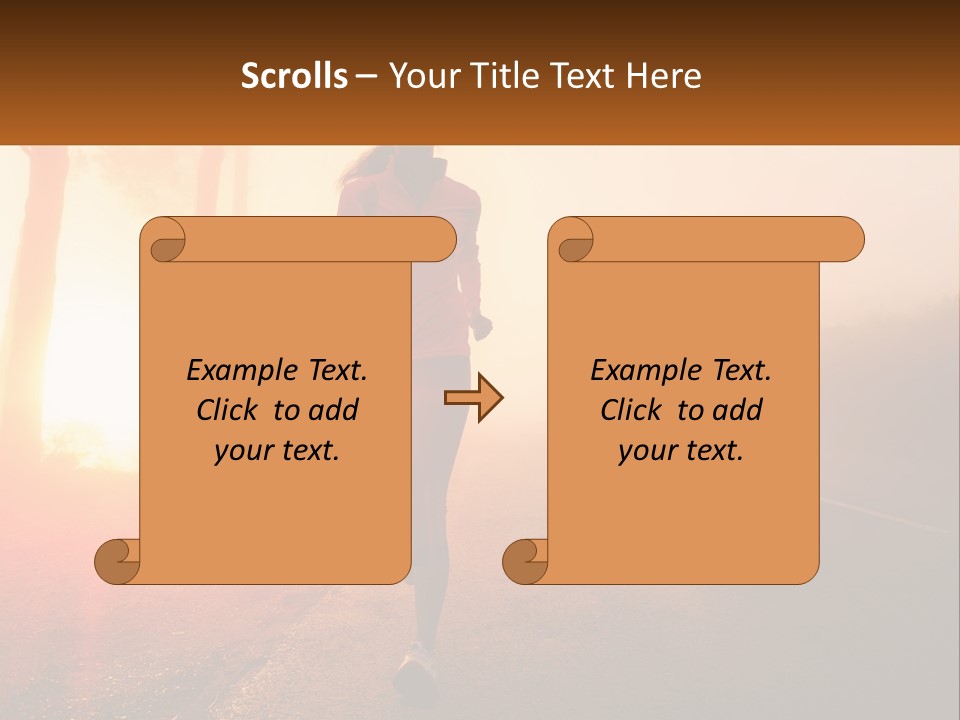 A Woman Running Down A Road With The Sun Setting In The Background PowerPoint Template