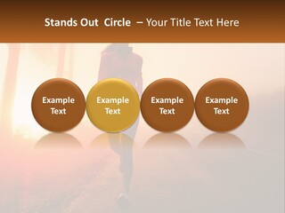A Woman Running Down A Road With The Sun Setting In The Background PowerPoint Template
