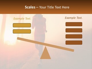 A Woman Running Down A Road With The Sun Setting In The Background PowerPoint Template