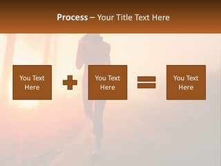 A Woman Running Down A Road With The Sun Setting In The Background PowerPoint Template