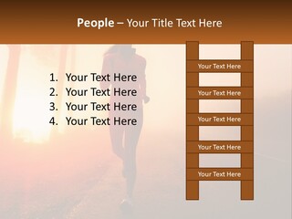 A Woman Running Down A Road With The Sun Setting In The Background PowerPoint Template