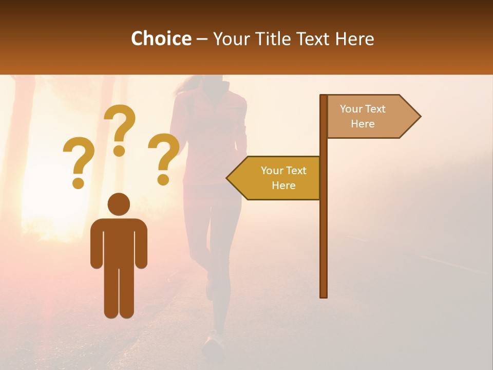 A Woman Running Down A Road With The Sun Setting In The Background PowerPoint Template