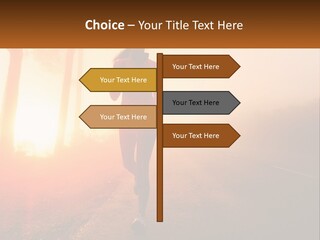 A Woman Running Down A Road With The Sun Setting In The Background PowerPoint Template