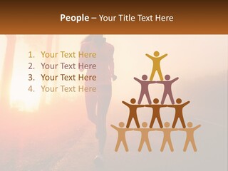 A Woman Running Down A Road With The Sun Setting In The Background PowerPoint Template
