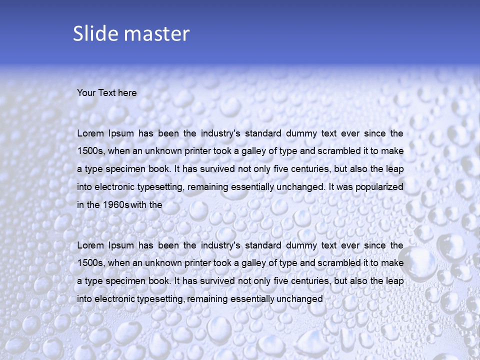 A Blue Background With Water Droplets On It PowerPoint Template