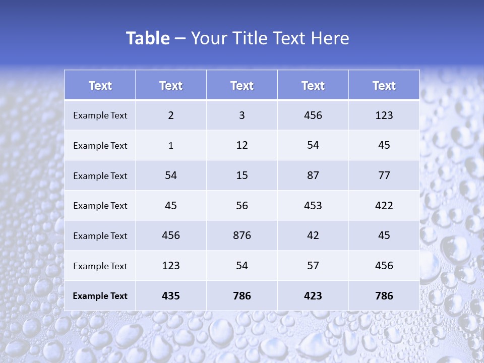 A Blue Background With Water Droplets On It PowerPoint Template