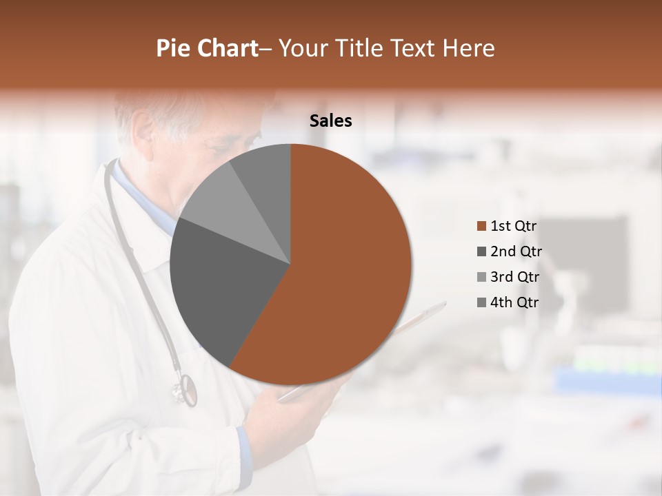 A Man In A White Lab Coat Holding A Clipboard PowerPoint Template