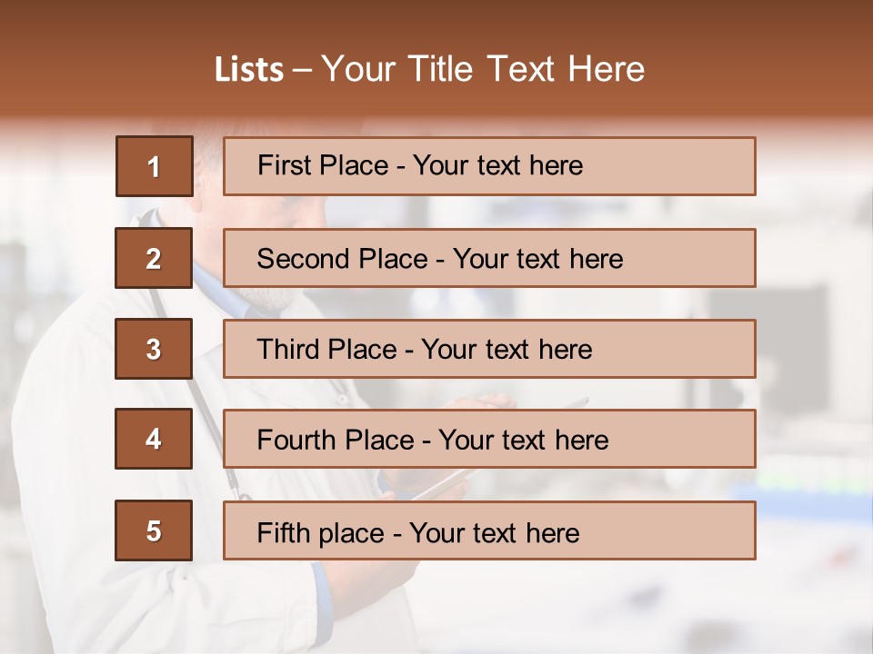 A Man In A White Lab Coat Holding A Clipboard PowerPoint Template