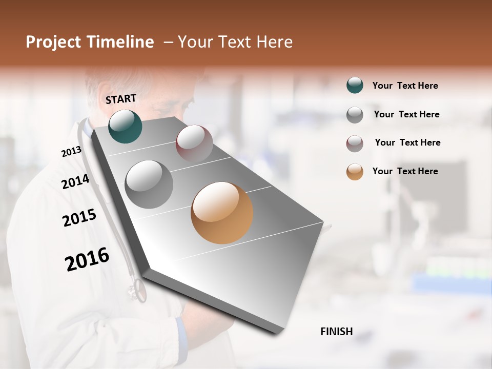 A Man In A White Lab Coat Holding A Clipboard PowerPoint Template