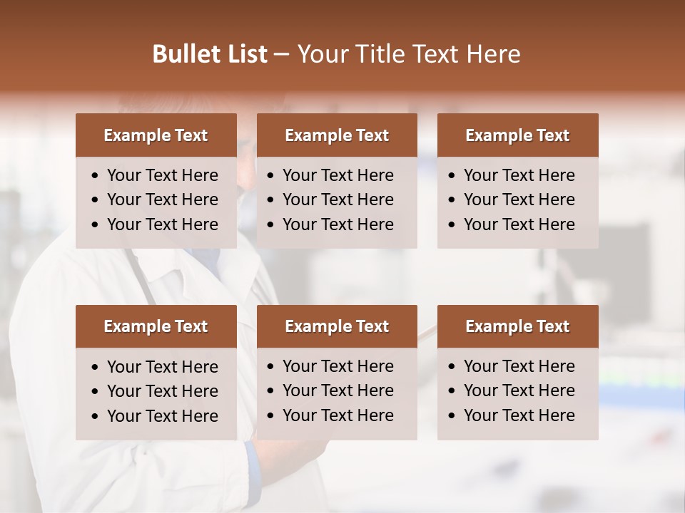 A Man In A White Lab Coat Holding A Clipboard PowerPoint Template