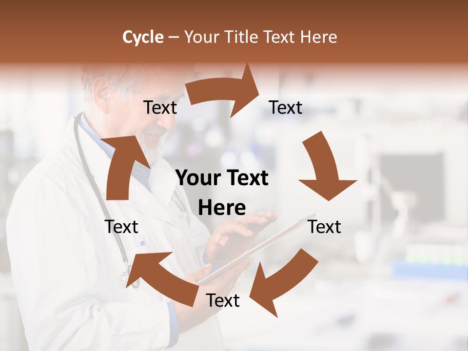 A Man In A White Lab Coat Holding A Clipboard PowerPoint Template