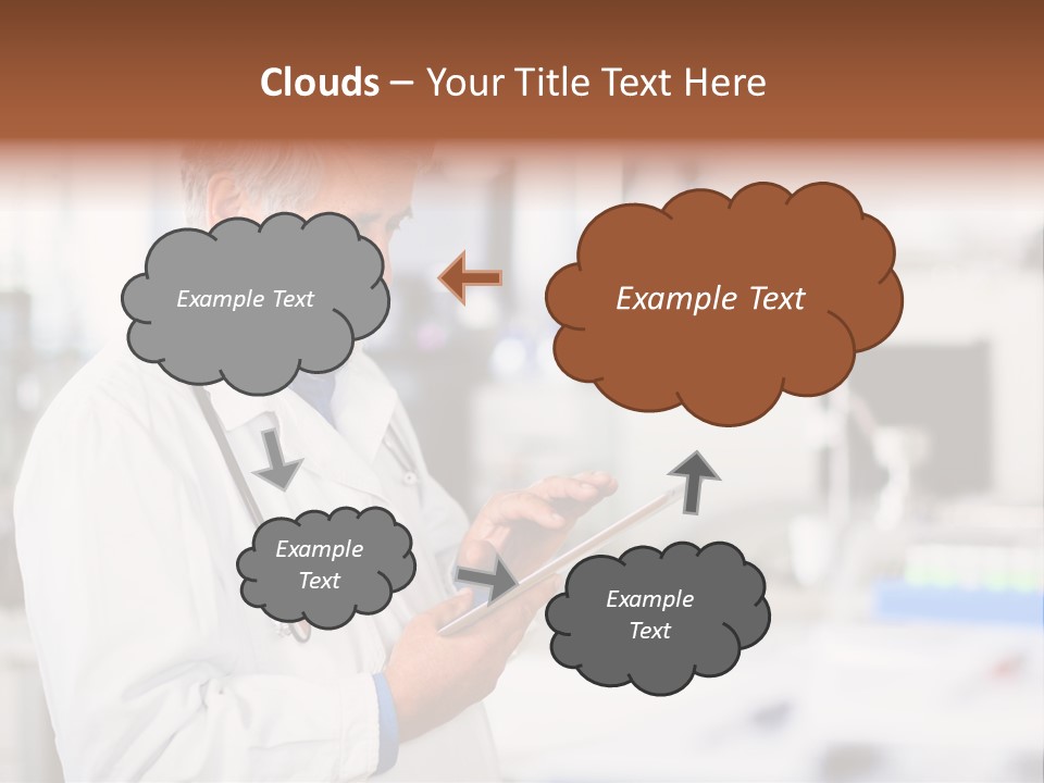 A Man In A White Lab Coat Holding A Clipboard PowerPoint Template
