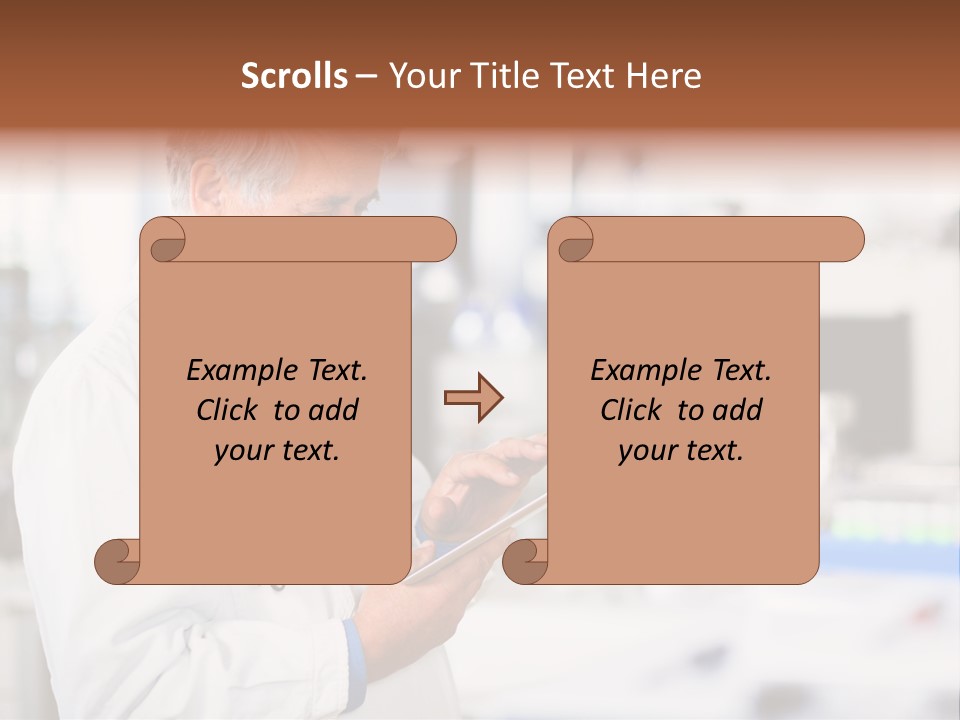 A Man In A White Lab Coat Holding A Clipboard PowerPoint Template