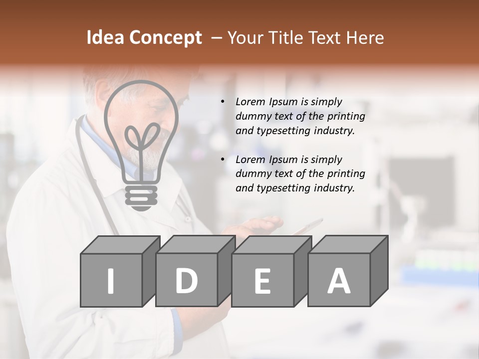 A Man In A White Lab Coat Holding A Clipboard PowerPoint Template