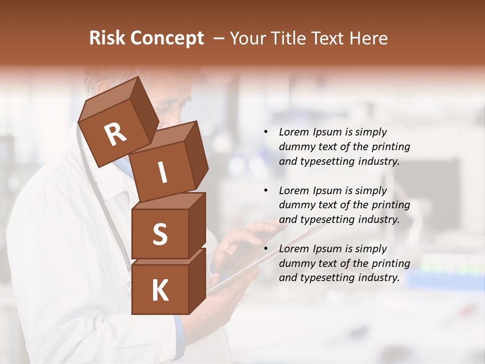 A Man In A White Lab Coat Holding A Clipboard PowerPoint Template