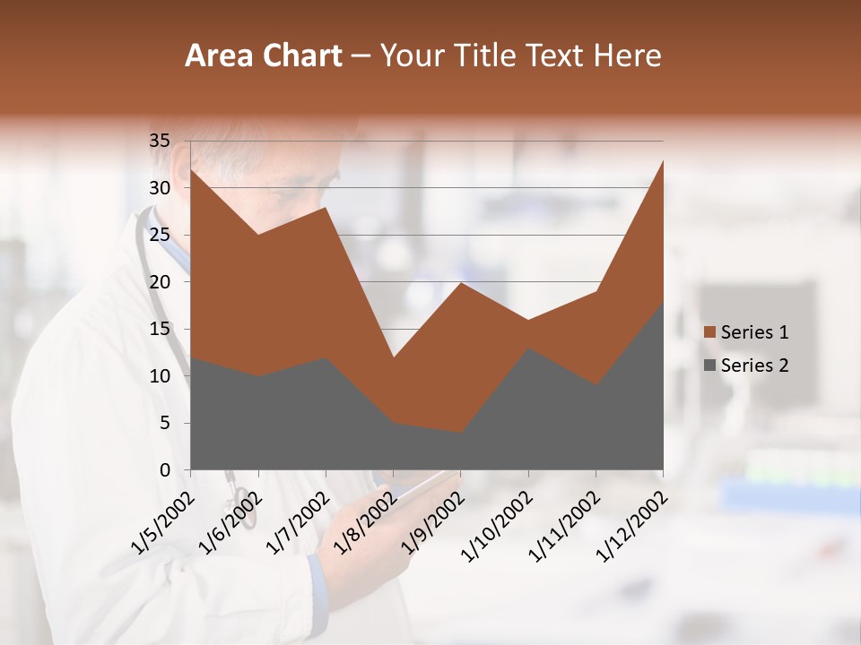 A Man In A White Lab Coat Holding A Clipboard PowerPoint Template