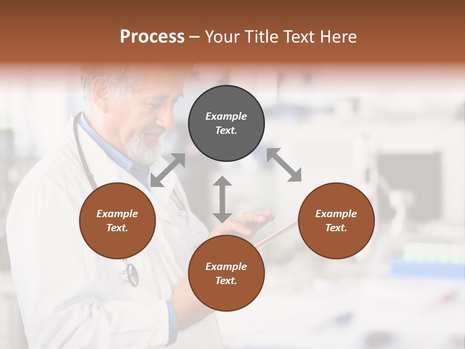A Man In A White Lab Coat Holding A Clipboard PowerPoint Template