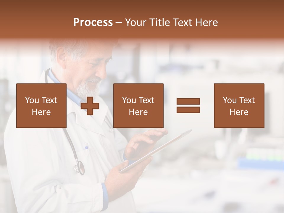 A Man In A White Lab Coat Holding A Clipboard PowerPoint Template