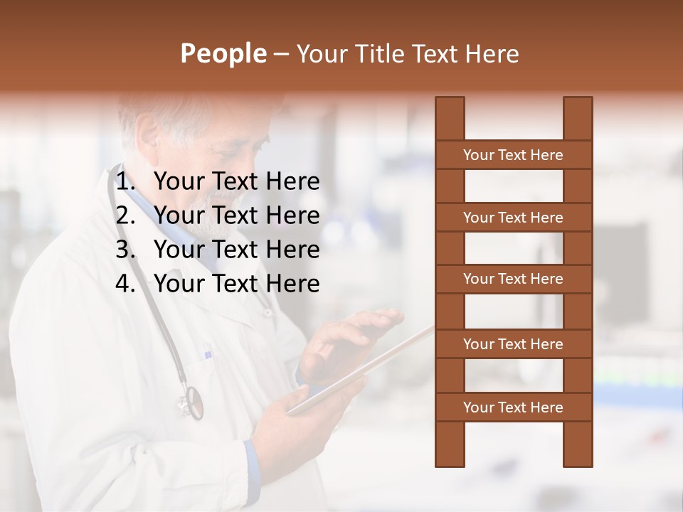 A Man In A White Lab Coat Holding A Clipboard PowerPoint Template
