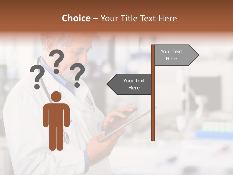 A Man In A White Lab Coat Holding A Clipboard PowerPoint Template