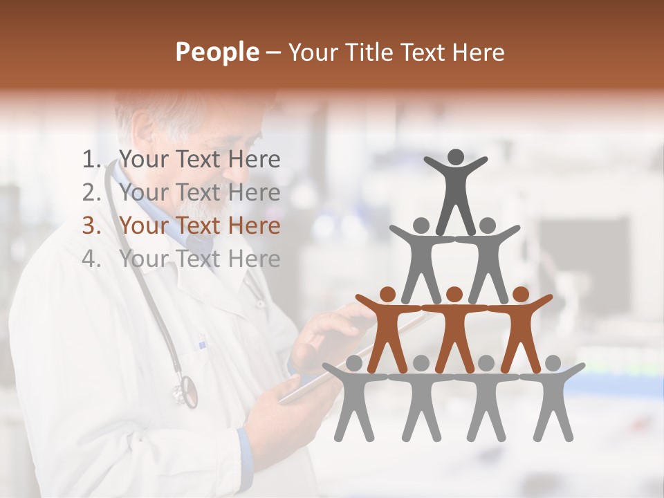 A Man In A White Lab Coat Holding A Clipboard PowerPoint Template