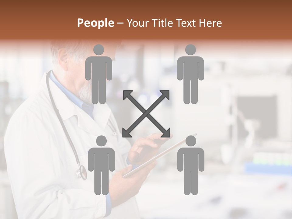 A Man In A White Lab Coat Holding A Clipboard PowerPoint Template