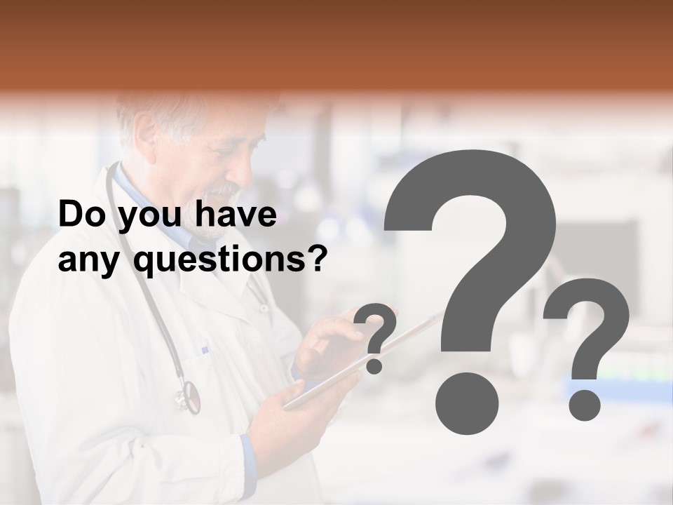 A Man In A White Lab Coat Holding A Clipboard PowerPoint Template