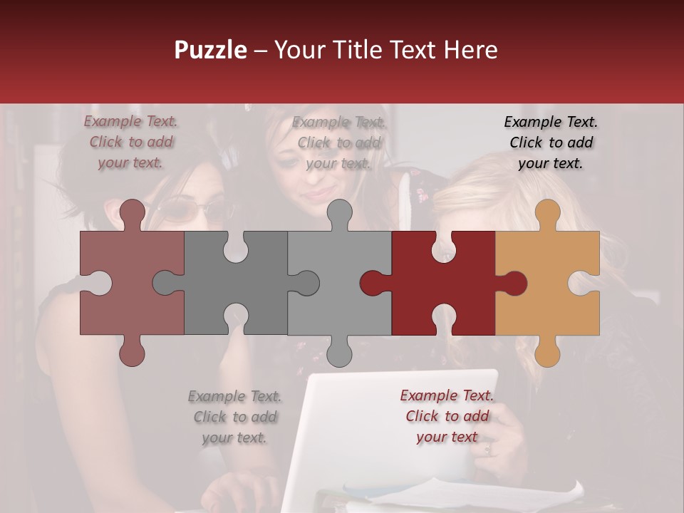 Three Young Women Looking At A Laptop Screen PowerPoint Template