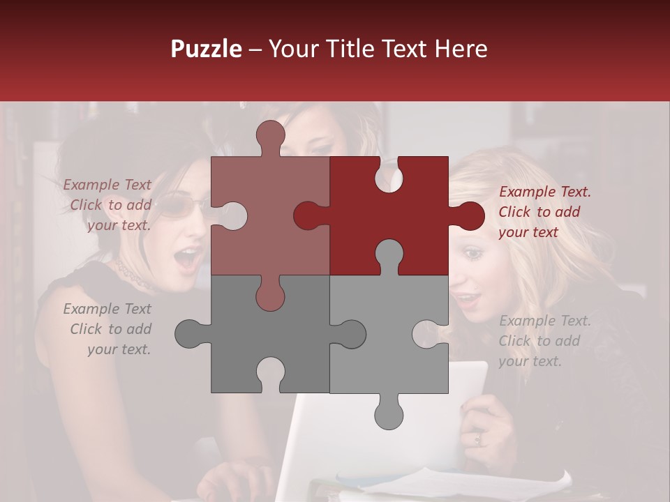 Three Young Women Looking At A Laptop Screen PowerPoint Template