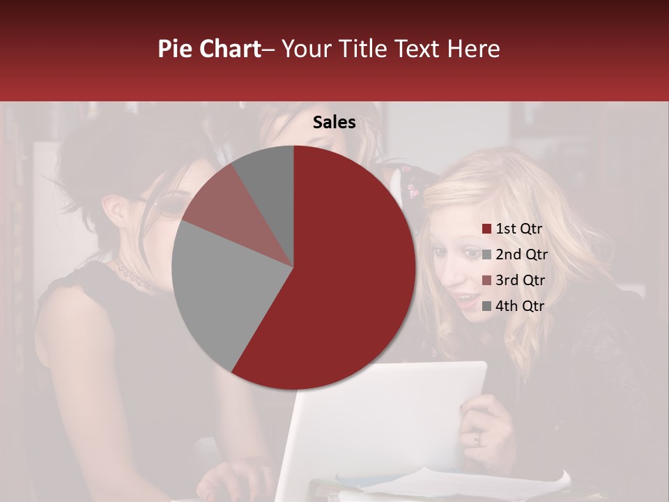 Three Young Women Looking At A Laptop Screen PowerPoint Template
