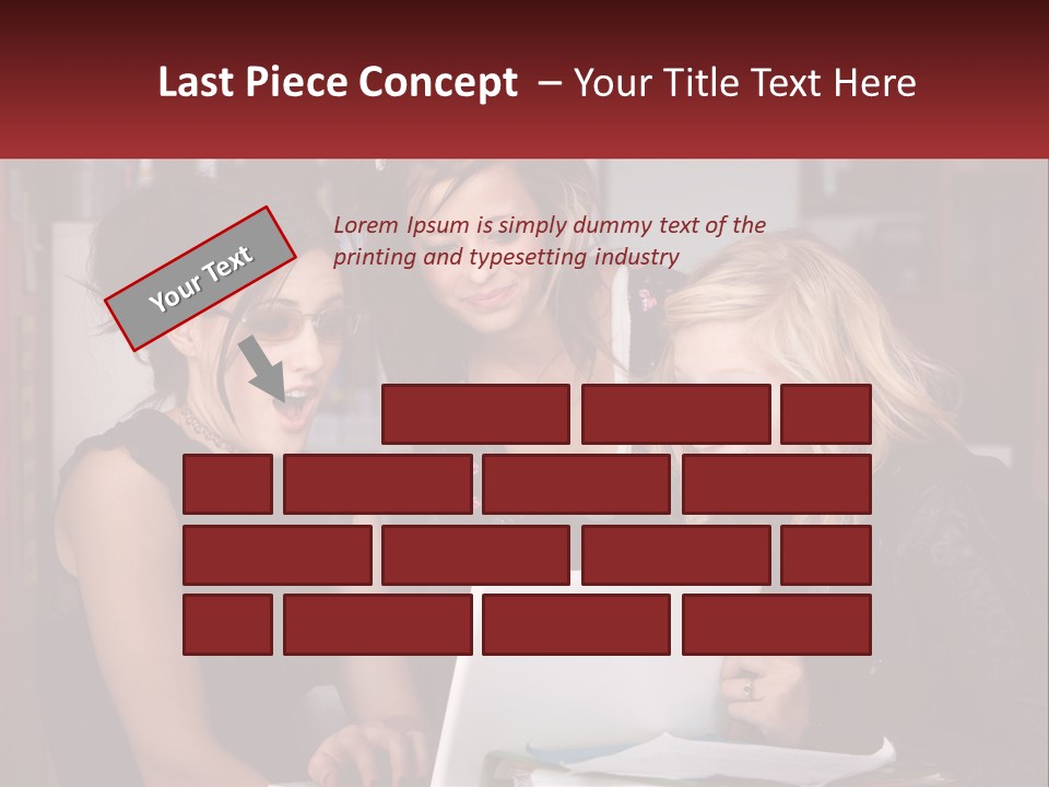Three Young Women Looking At A Laptop Screen PowerPoint Template