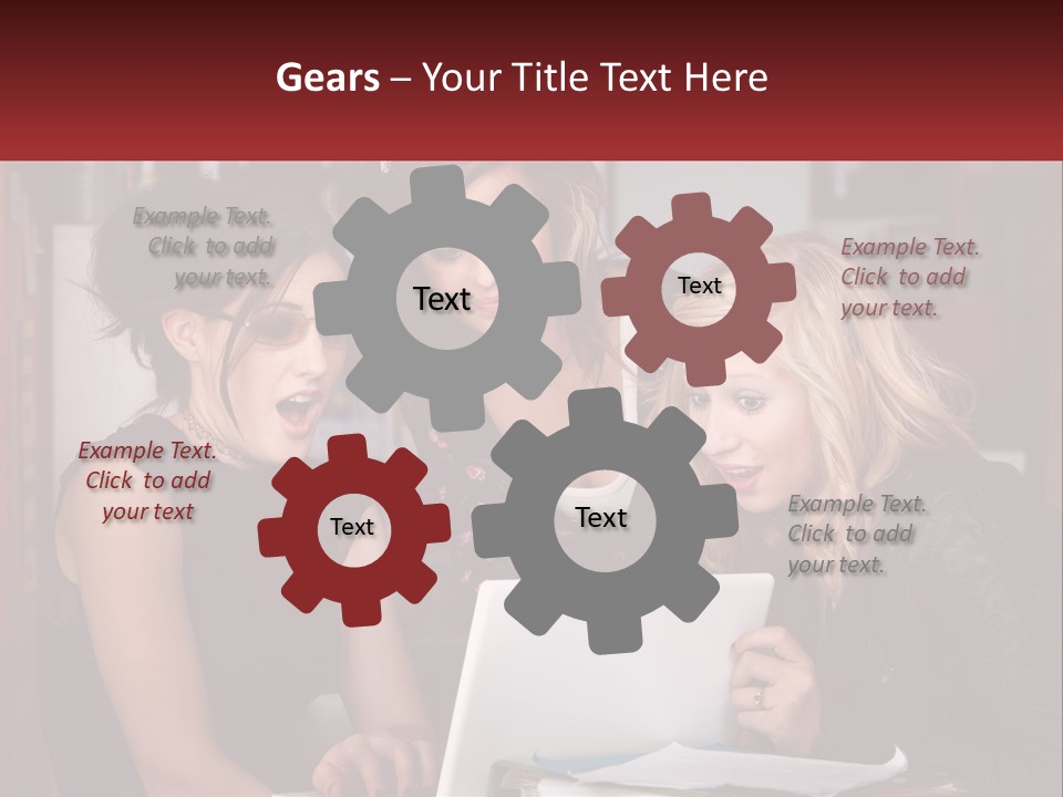 Three Young Women Looking At A Laptop Screen PowerPoint Template