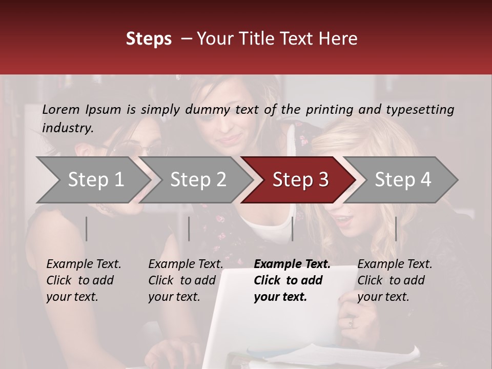 Three Young Women Looking At A Laptop Screen PowerPoint Template