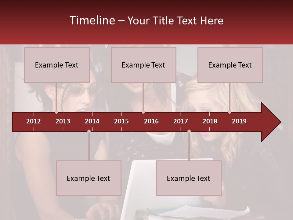 Three Young Women Looking At A Laptop Screen PowerPoint Template
