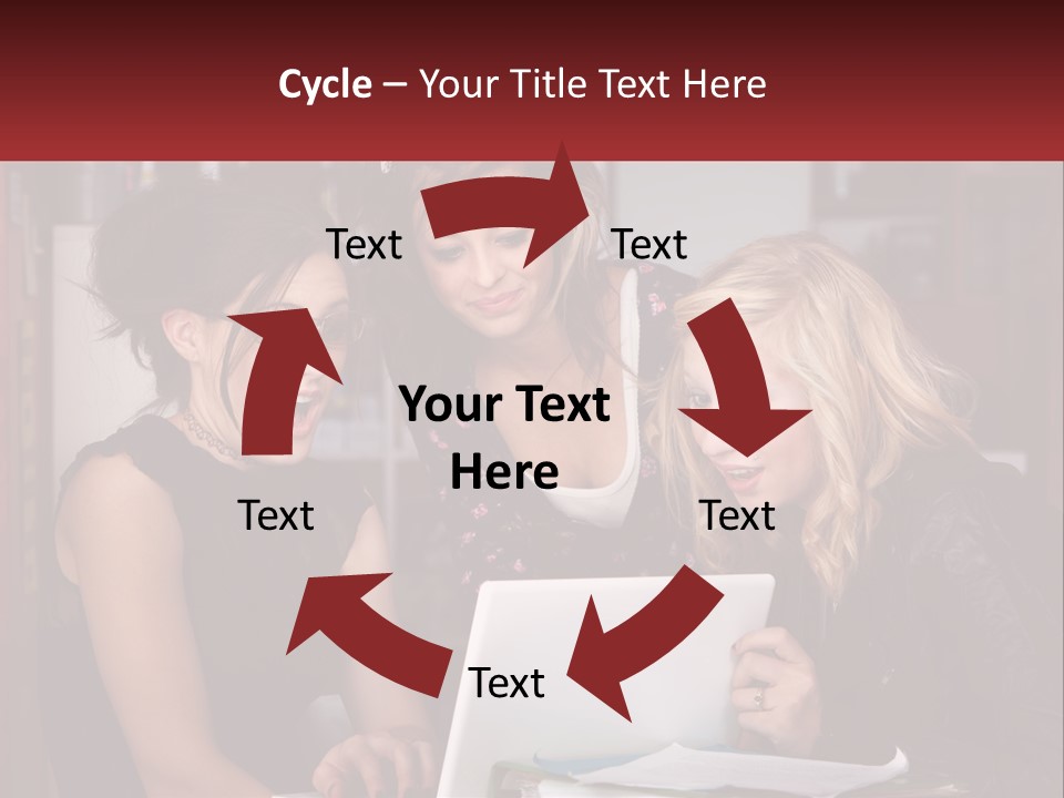 Three Young Women Looking At A Laptop Screen PowerPoint Template