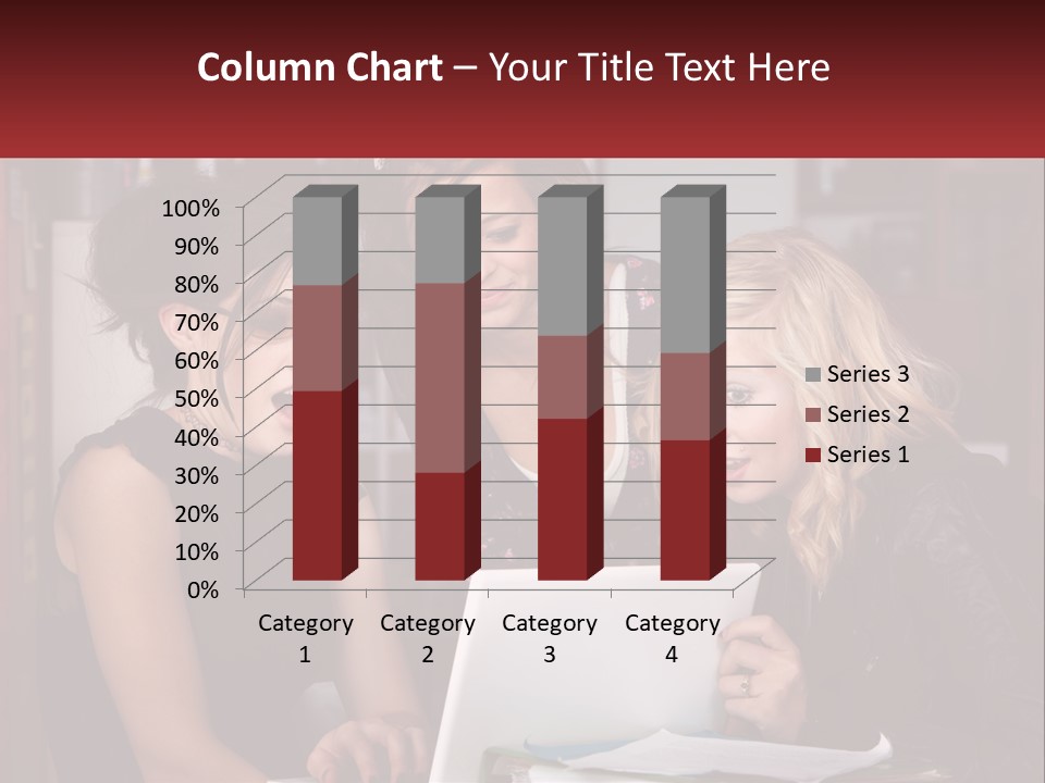 Three Young Women Looking At A Laptop Screen PowerPoint Template