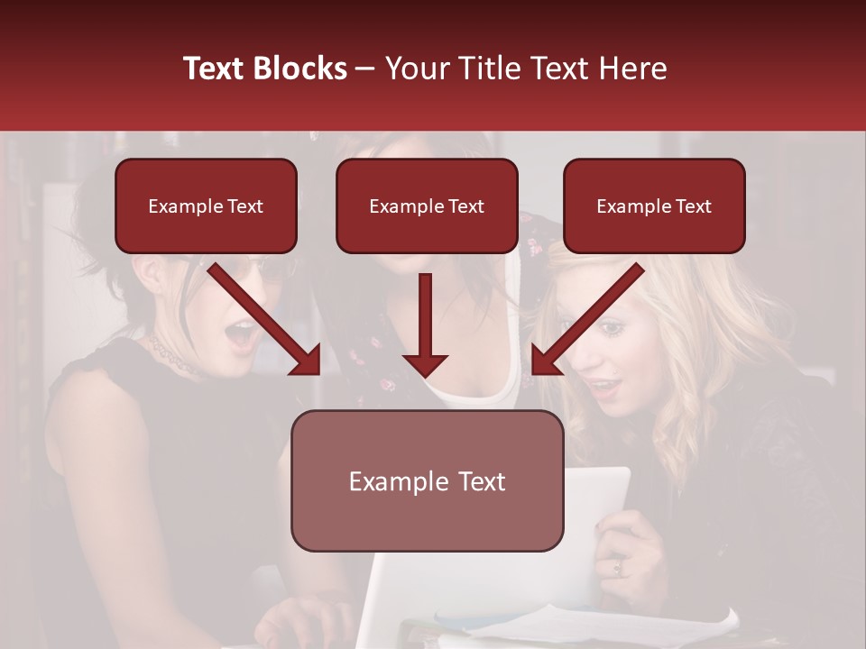 Three Young Women Looking At A Laptop Screen PowerPoint Template