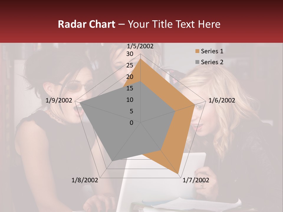 Three Young Women Looking At A Laptop Screen PowerPoint Template