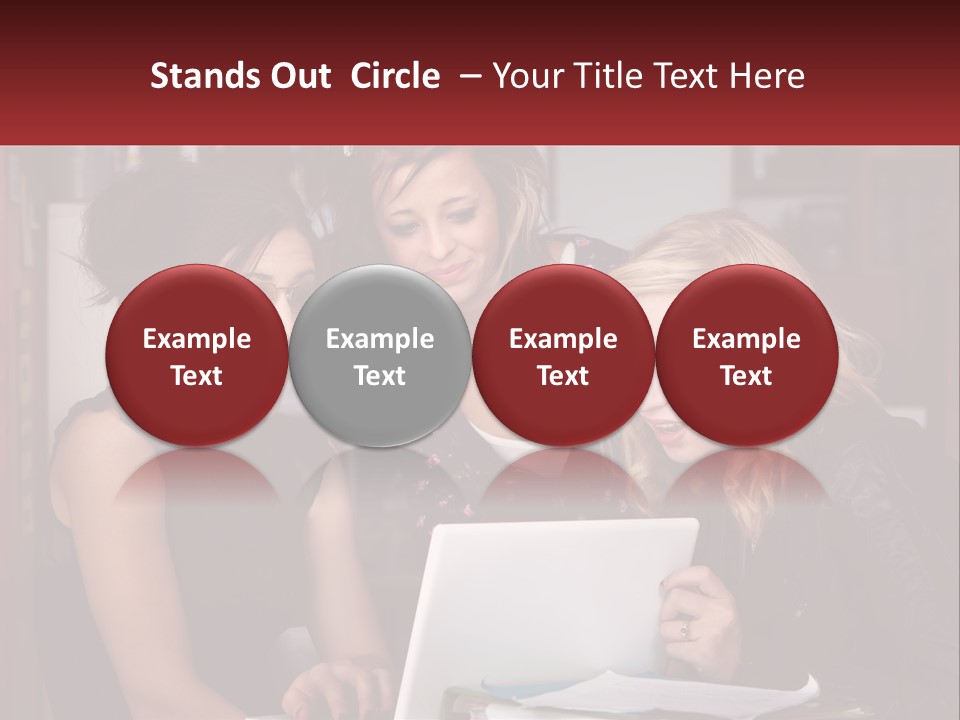 Three Young Women Looking At A Laptop Screen PowerPoint Template