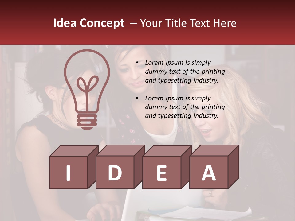 Three Young Women Looking At A Laptop Screen PowerPoint Template